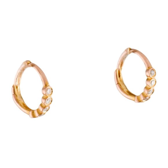 14K ROSE GOLD DIAMOND HUGGIE EARRINGS